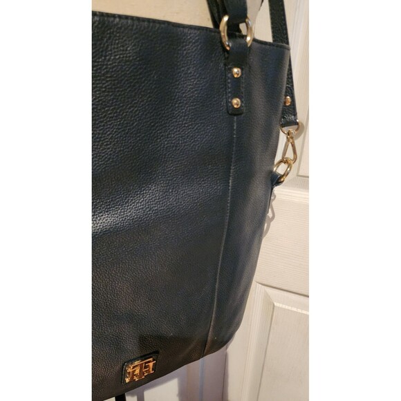 Classic TOMMY HILFIGER Black Large 3-way LEATHER Crossbody ShoulderBag Purse EuC - Picture 5 of 13
